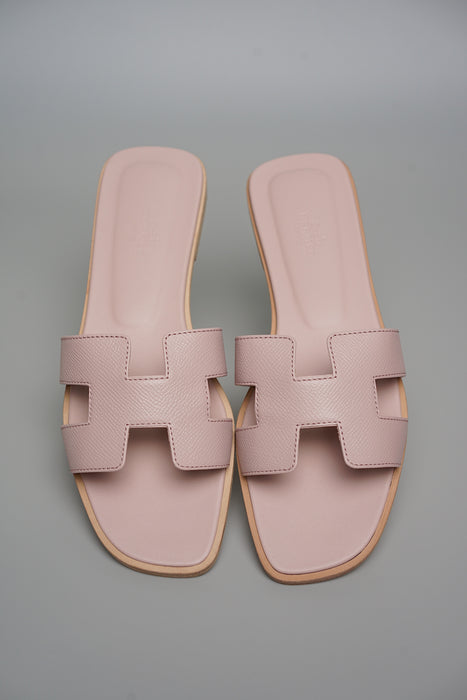 Hermes Oran Sandals in Rose Porcelaine Size 39.5 (Brand New)