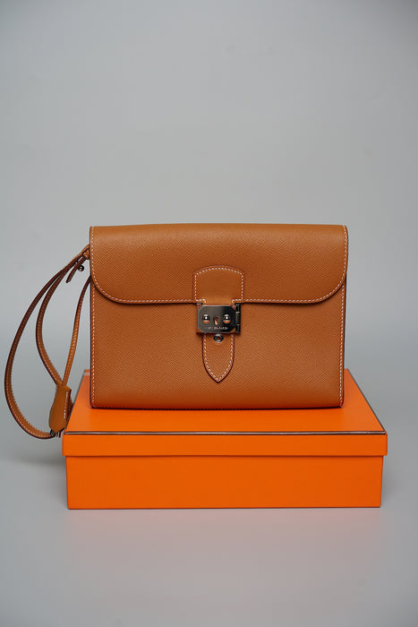 Hermes Kelly Depeches 24 Pouch in Gold Phw (Brand New)