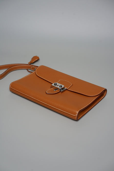 Hermes Kelly Depeches 24 Pouch in Gold Phw (Brand New)
