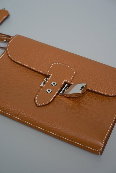 Hermes Kelly Depeches 24 Pouch in Gold Phw (Brand New)