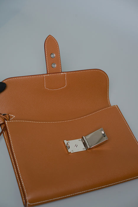 Hermes Kelly Depeches 24 Pouch in Gold Phw (Brand New)