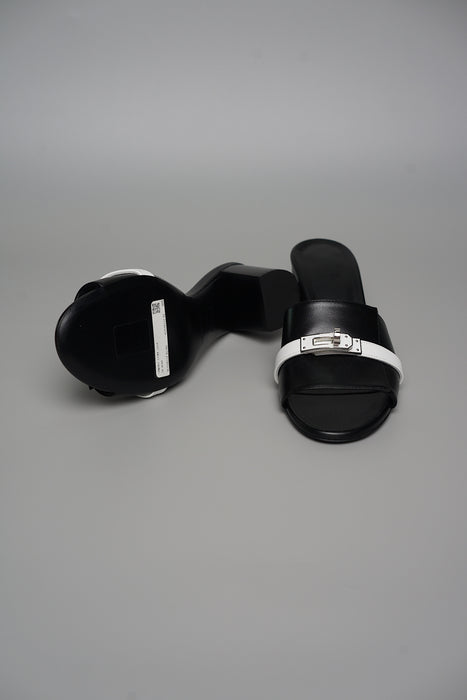 Hermes Giulia Sandal in Noir/Blanc Size 36.5 (Brand New)