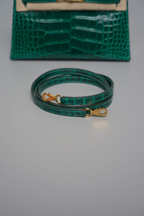 Hermes Kelly 20 in Vert Emerald Shiny Alligator Ghw