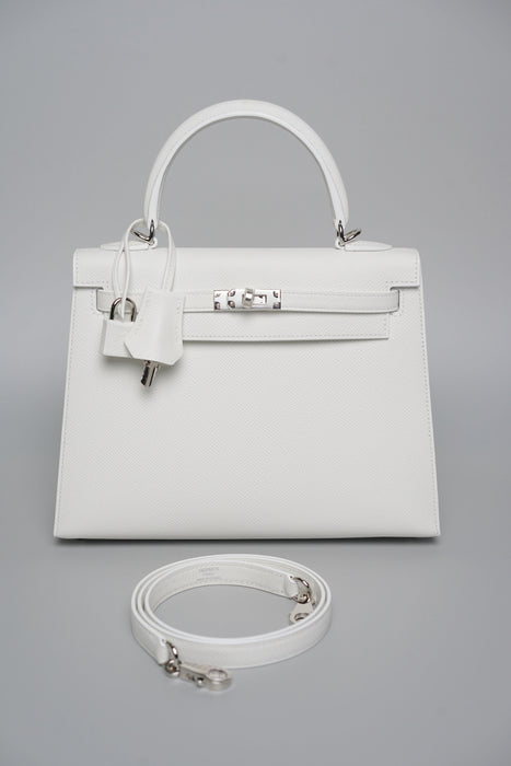 Hermes Kelly 25 in New White Epsom Phw (Brand New)