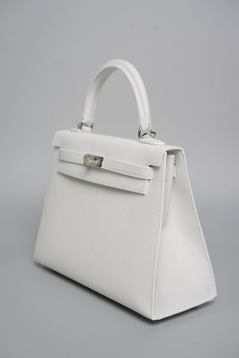Hermes Kelly 25 in New White Epsom Phw (Brand New)
