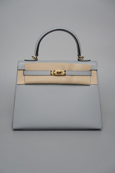 Hermes Kelly 25 in Blue Glacier Ghw (Brand New)
