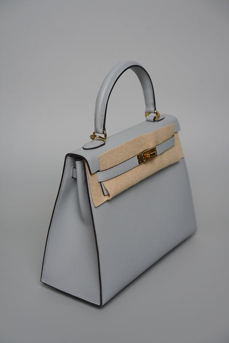 Hermes Kelly 25 in Blue Glacier Ghw (Brand New)