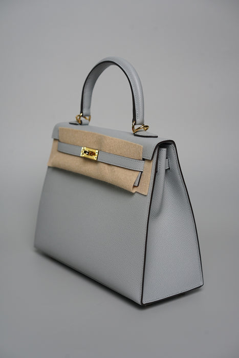 Hermes Kelly 25 in Blue Glacier Ghw (Brand New)