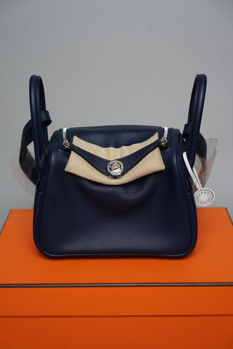 Hermes Mini Lindy in Navy Phw (Brand New)