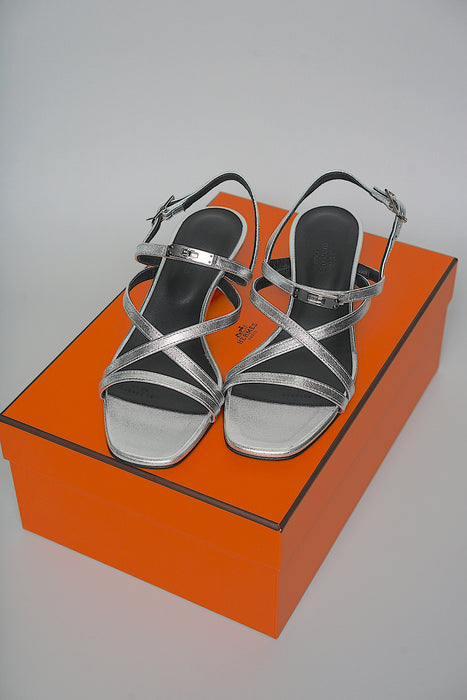 Hermes Muse 40 Sandals in Gris Argente Size 36.5 (Brand New)