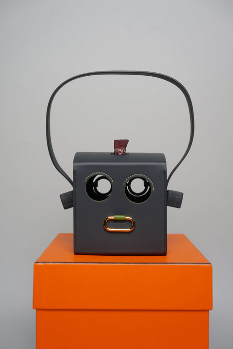 Hermes Robot Cube Minaudière in Bordeaux/Blue Sapphire Alligator Ghw (Brand New)