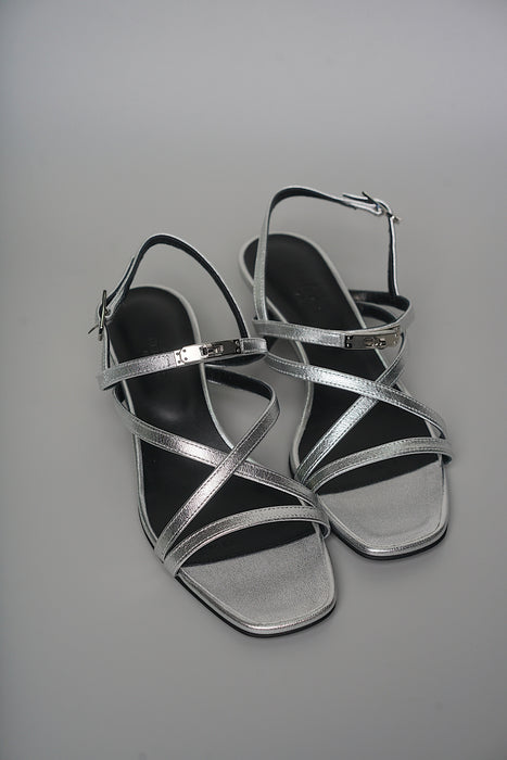 Hermes Muse 40 Sandals in Gris Argente Size 36.5 (Brand New)