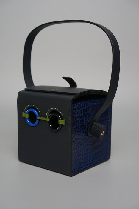 Hermes Robot Cube Minaudière in Bordeaux/Blue Sapphire Alligator Ghw (Brand New)