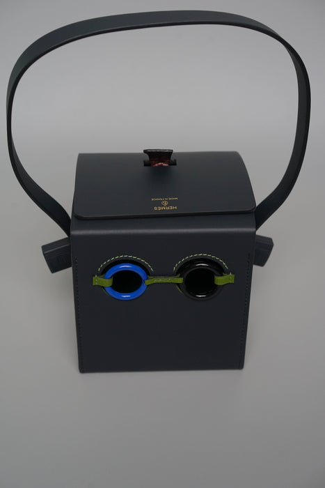 Hermes Robot Cube Minaudière in Bordeaux/Blue Sapphire Alligator Ghw (Brand New)