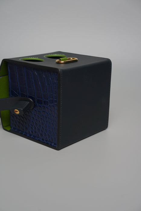 Hermes Robot Cube Minaudière in Bordeaux/Blue Sapphire Alligator Ghw (Brand New)