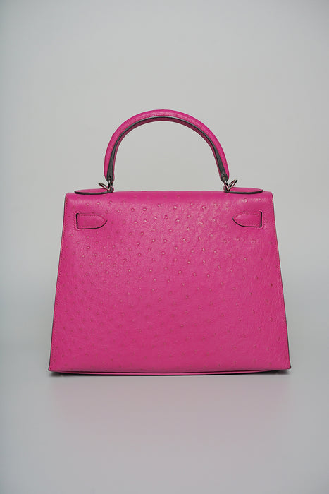 Hermes Kelly 28 in Rose Poupre Ostrich Phw