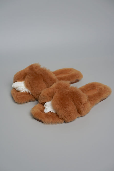 Hermes Oran Sandal Shearling in Naturel Size 36 (Brand New)