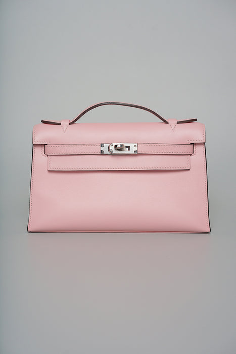 Hermes Kelly Pochette in Rose Sakura Swift Phw