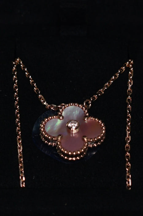 VCA 2025 Holiday Pendant in Light Pink Mother of Pearl with 1 Diamond (Brand New)