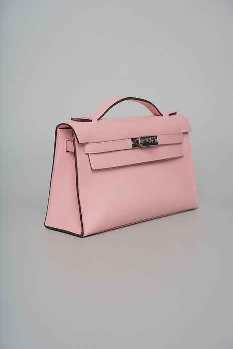 Hermes Kelly Pochette in Rose Sakura Swift Phw