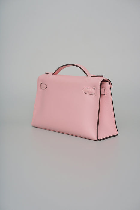 Hermes Kelly Pochette in Rose Sakura Swift Phw