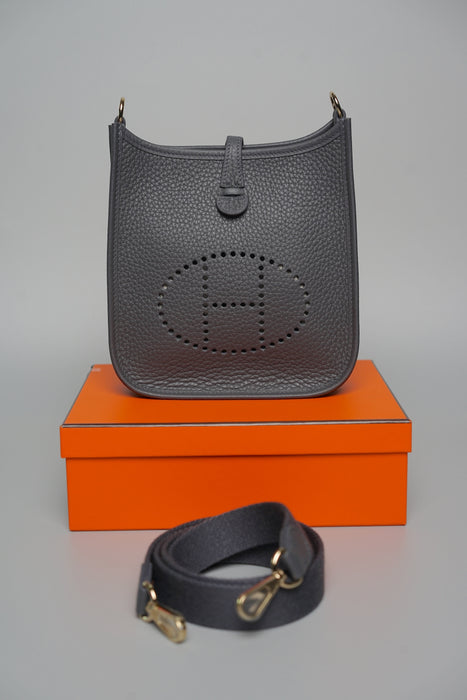 Hermes Mini Evelyne Short in Ardoise Permabrass (Brand New)