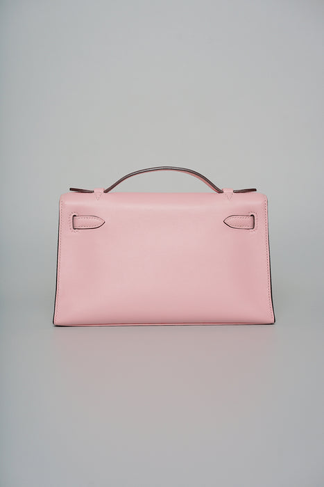 Hermes Kelly Pochette in Rose Sakura Swift Phw