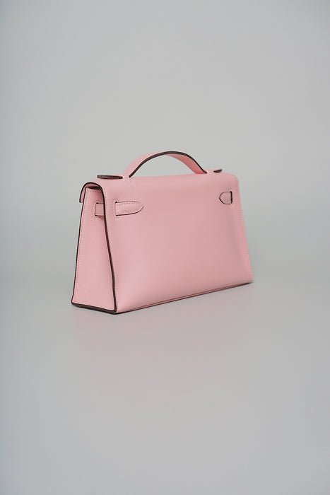 Hermes Kelly Pochette in Rose Sakura Swift Phw