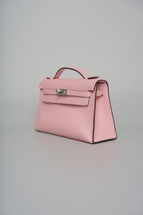 Hermes Kelly Pochette in Rose Sakura Swift Phw
