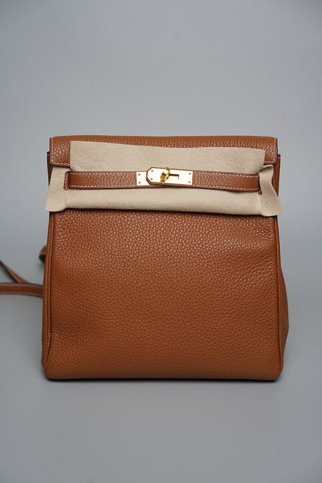 Hermes Kelly 22 Ado Backpack in Gold Ghw