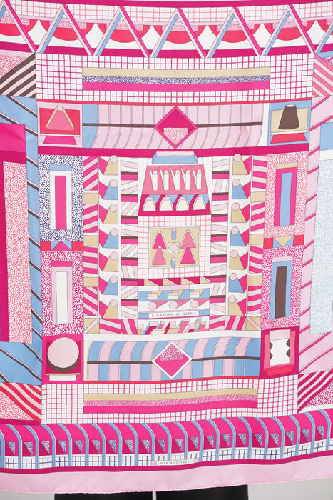 ⁠Hermes Garden Of Shapes Silk Scarf 90 in Pink