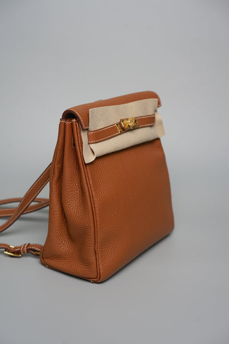 Hermes Kelly 22 Ado Backpack in Gold Ghw