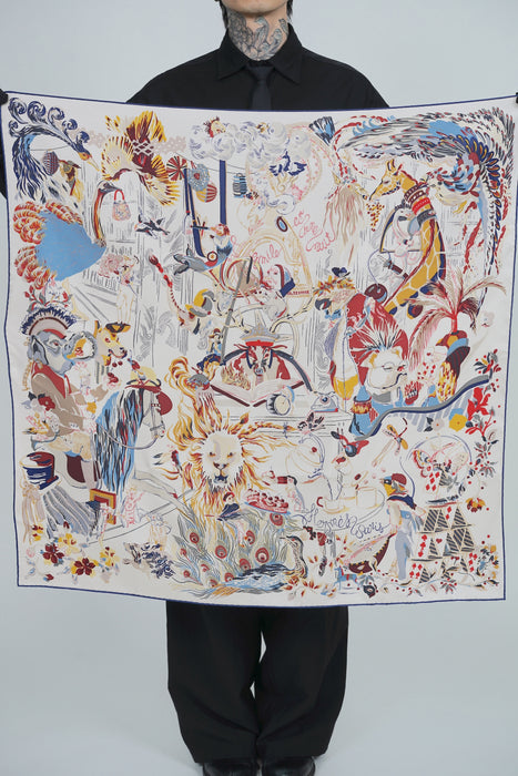 Emile et Une Nuit Scarf 90 in Craie / Rouge H / Marine (Brand New)