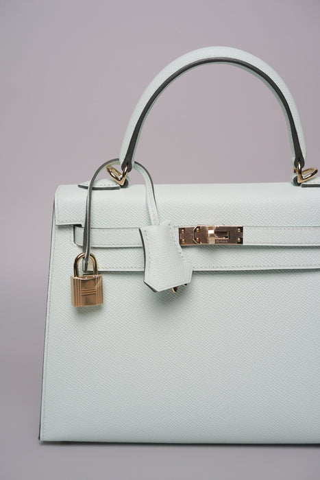 Hermes Kelly 25 in Vert Peppermint Epsom Permabrass (Brand New)