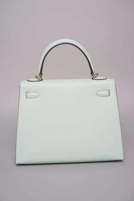 Hermes Kelly 25 in Vert Peppermint Epsom Permabrass (Brand New)