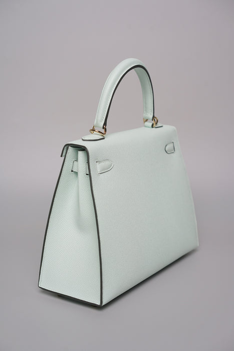 Hermes Kelly 25 in Vert Peppermint Epsom Permabrass (Brand New)