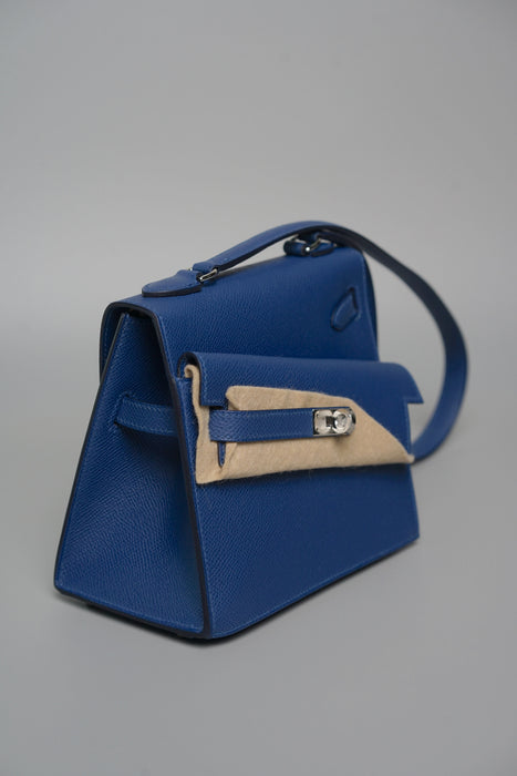 Hermes Kelly Sellier Desordre in Bleu Saphir Palladium (Brand New)