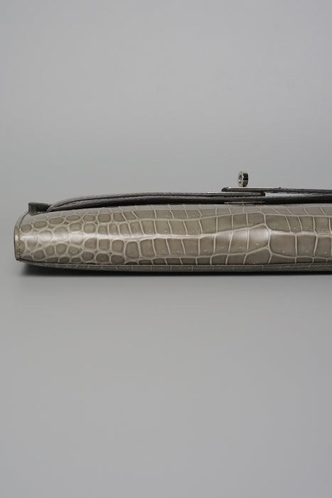 Hermes Kelly Cut in Gris T Shiny Porosus Phw