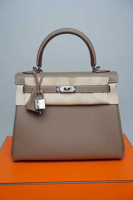 Hermes Kelly 25 in Etoupe Togo Phw (Brand New)