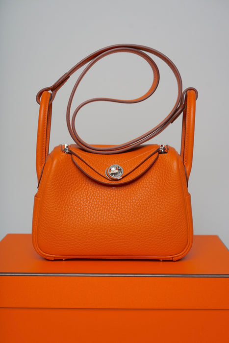 Hermes Mini Lindy in Orange Clemence Phw (Brand New)