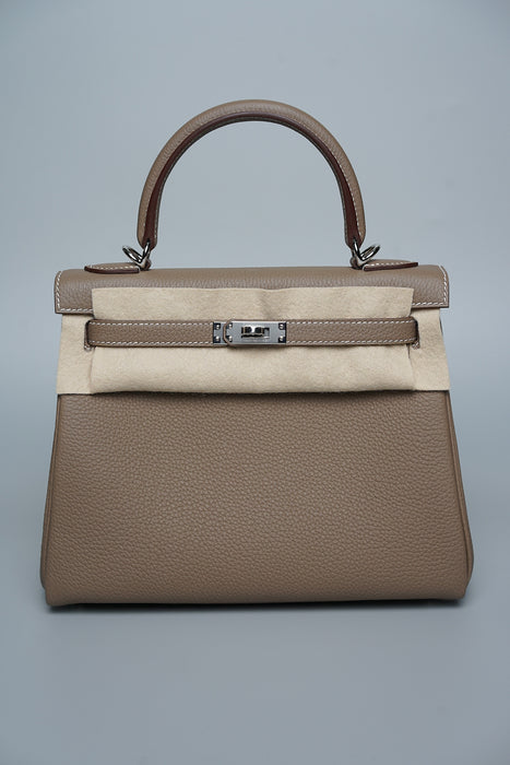 Hermes Kelly 25 in Etoupe Togo Phw (Brand New)