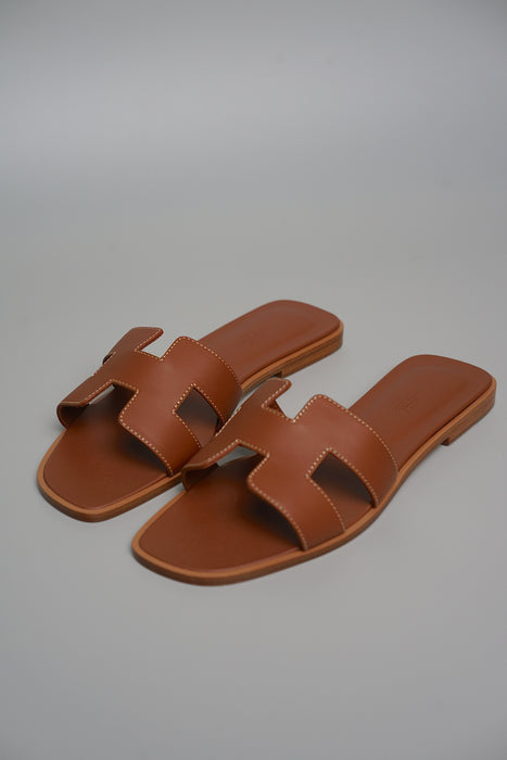 Hermes Oran Sandals in Gold Size 38 (Brand New)