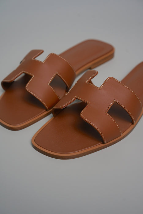 Hermes Oran Sandals in Gold Size 38 (Brand New)