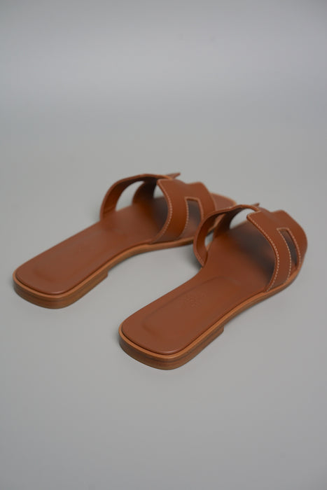 Hermes Oran Sandals in Gold Size 38 (Brand New)