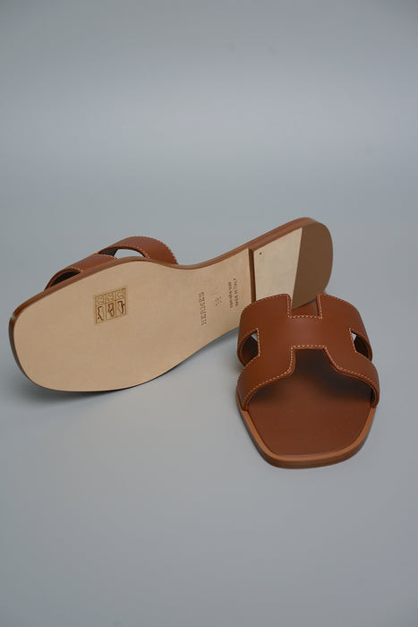 Hermes Oran Sandals in Gold Size 38 (Brand New)