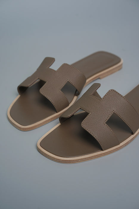 Hermes Oran Sandals in Etoupe Size 38.5 (Brand New)