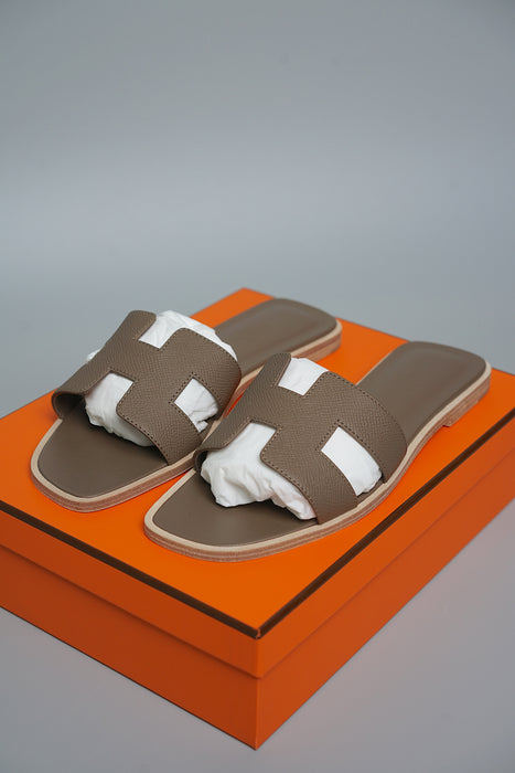 Hermes Oran Sandals in Etoupe Size 38 (Brand New)