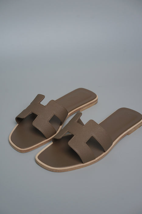 Hermes Oran Sandals in Etoupe Size 38 (Brand New)