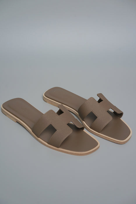Hermes Oran Sandals in Etoupe Size 38 (Brand New)