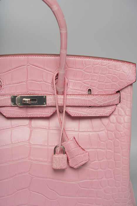 Hermes Birkin 35 in Bubblegum Matte Alligator Phw